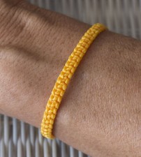 Bracelet brésilien amitié fil de coton cire tresse Charme Jaune  21148