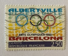 Timbre Albertville France Espagne pays Olympique 1992 - n° WT - 1992 - 27 - T
