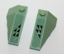 Lego Sand Green Wedge 4 x 2 Triple ref 43710pb15 43711pb15 set 70612 