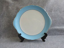 plat à dessert kg lunéville babonviller,bleu ciel avec dorure