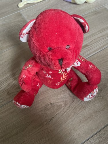 Doudou peluche ours - peluche, rouge