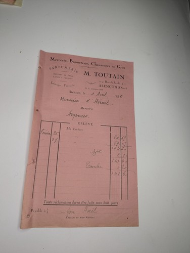 Facture tissus confection - facture,