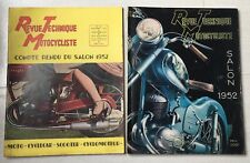 REVUE TECHNIQUE MOTOCYCLISTE SALON 1952 Vespa Lambretta scooter LOT DE 2 REVUES