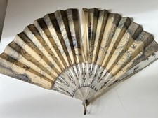 Ancien ÉVENTAIL peint main