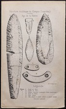 1878 - Sépulture néolithique du Compan - Pointes de lance - Gravure ancienne
