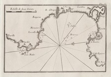 Roses Cataluna Catalunya Espagne Carte Roux Gravé 1764