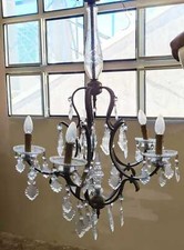 PLAFONNIER. BRONZE ET CRISTAL