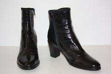 HEYRAUD Bottines Boots Cuir Vernis Noir Talons Bouts Ronds T 37 TTBE