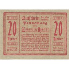 [#285612] Billet, Autriche, Pennewang, 20 Heller, blé 1920-12-31, SPL, Mehl:FS 7