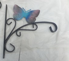 SUSPENSION avec PAPILLON en métal noir pour POT de FLEURS en trés bon état