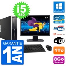 PC HP 8100 SFF Ecran 19" Intel Core i5-650 RAM 8Go Disque 1To Windows 10 Wifi