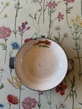 Emaux de Longwy - assiette chauffante bébé - brocatelle sur métal argenté -