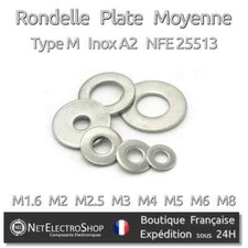 Rondelle Moyenne (M) Inox A2, M1.6 M2 M2.5 M3 M4 M5 M6 M8, Lot 5 à 100 pcs