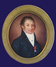 Belle MINIATURE début XIXe. Portrait d'homme à la Légion d'Honneur. CADRE ANCIEN