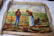 CANEVAS TAPISSERIE VINTAGE FINI FAIT terminé  L'ANGELUS. Grand format.