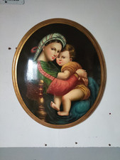 Tableau Tête De Lit Madone De La Chaise Baroque Peinture Médaillon Or 60x70 CM