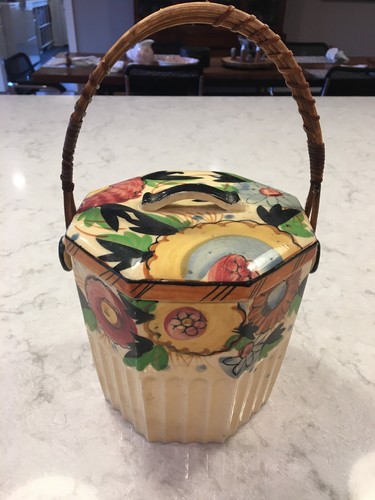 Vintage cookie jar lid basket - jar,