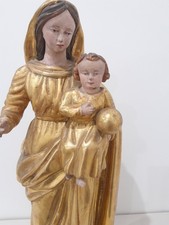 Vierge à l'enfant bois doré polychrome fin 18ème début 19ème hauteur 45cm