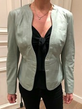 *** VESTE EN CUIR VERT ECUME EMPORIO ARMANI T. IT 42 FR 38 TBE ***