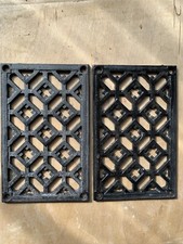 2 Grilles Anciennes En Fonte 16x10 Cm Noir Vintage 