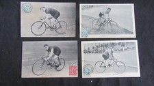 4 cartes postales cyclistes 