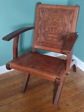 FAUTEUIL Pliant Design BOIS Cuir par Angel PAZMINO 1960s