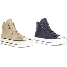 Converse A11159C All Star Hi Plateforme Femme En Cuir Violet UK 4 - 8