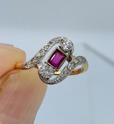 Art déco rubis bague - art, diamant