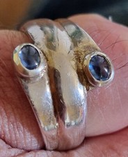  Bague retro 1990  argent massif  925   saphirs ceylan poids 7.2g