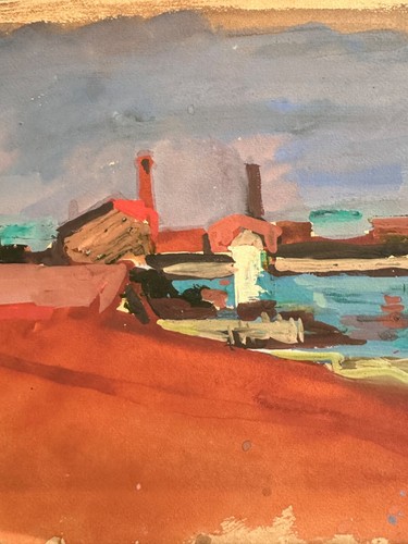 Ancien dessin paysage - , fauve