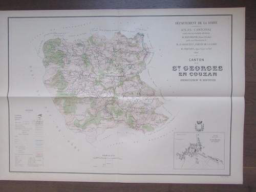 Carte geo ancienne 1887 loire - carte,