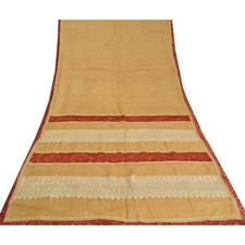 Tissu artisanal brodé de sari indien pêche vintage sanskriti pure soie