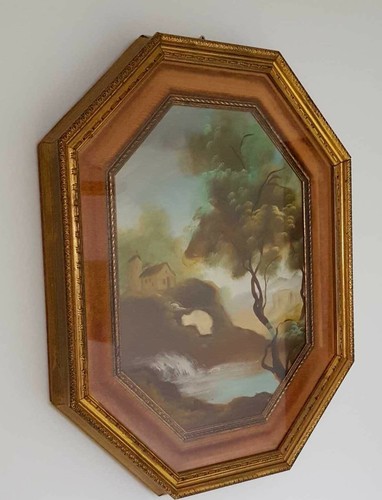 Tableau paysage sous verre - de,