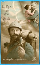 CPA Patriotique : La Pipe du vrai Poilu - La fumée consolatrice / 1916