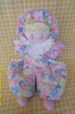 co/ COROLLE DOUDOU POUPEE VINTAGE ANNEE 80s FLEUR ROSE BLEU VERT 30CM TBE