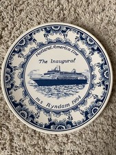 Holland America Line The Inaugural Ms Ryndam 1994 -Blauw Delft Plate -EUC