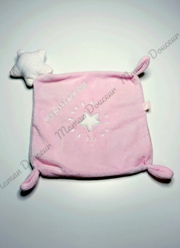 Doudou plat etoile - etoile, rose