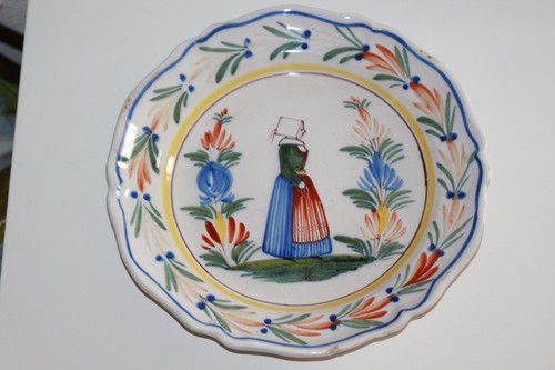 Ancien grand plat faïence - plat, en