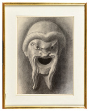 ANCIEN ET SUPERBE DESSIN MASQUE DE CARNAVAL ALSACE DEBUT DU XX° (17)