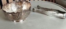 pince à sucre + sucrier " métal argenté "