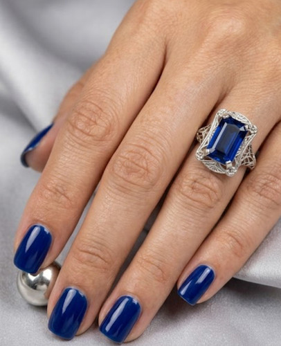 Bague saphir bleu argent 925 - bague,