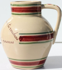 PICHET PARLANT EN FAIENCE DE QUIMPER - MANUFACTURE HENRIOT - H. 14 cm - 480 g