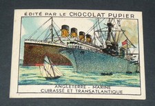 CHROMO CHOCOLAT PUPIER EUROPE 1932 ANGLETERRE ENGLAND MARINE PAQUEBOT Cuirassé