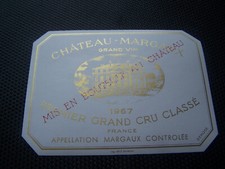 étiquette vin chateau Margaux 1967 1er grand cru classé wine label wein etikett