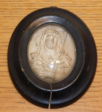 vintage ancien RELIQUAIRE J.Catineau Berquet TABLEAU LA VIERGE MARIE SACRE COEUR