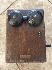 VINTAGE WESTERN ELECTRIC MAGNETO HAND CRANK TELEPHONE & RINGER BOX OAK