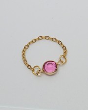 Bague chaine pierre rose valentine acier inoxydable or Bague solitaire rose Noël