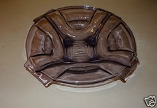 MAGNIFIQUE COUPE FRUIT ART DECO EN VERRE MOULE TRANSPARENT AVEC REFLETS VIOLETS