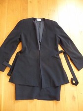 tailleur jupe, veste longue MARCELLE GRIFFON bleu marine T40 TB état 