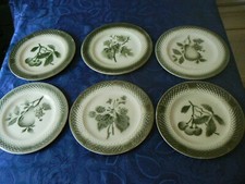 RARE 6 ANCIENNES ASSIETTES FAIENCE PEXONNE FE DECOR FRUITS CERAMIQUE DECORATION